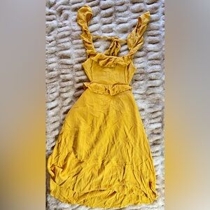 Forever 21 - Sunshine Yellow Ruffle Tie-Back Midi Dress